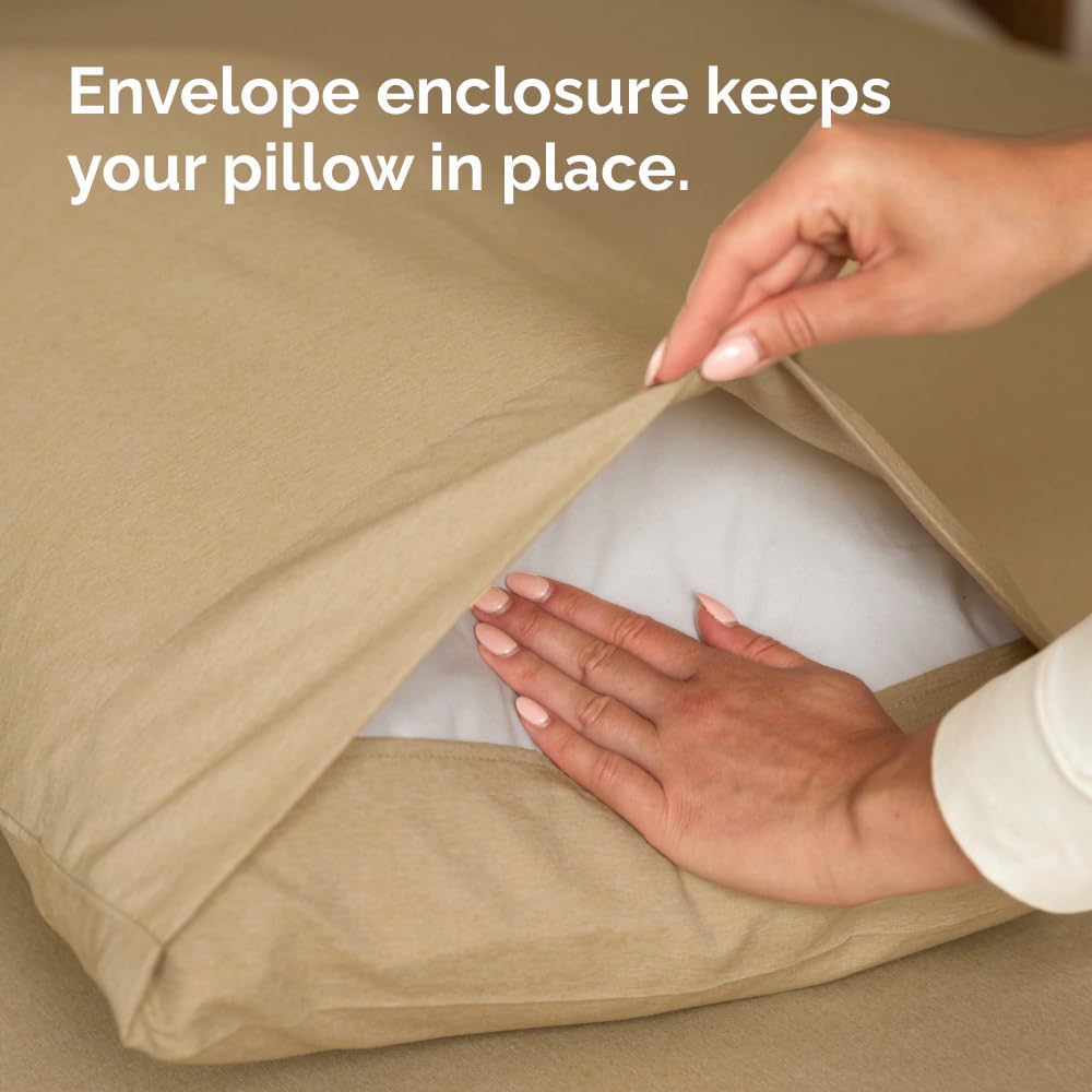 Skiennix Body Pillowcases Set of 4 | Soft & Breathable 20x54 Long Pillow Covers - Machine Washable, Fade-Free (Heathered Tan)