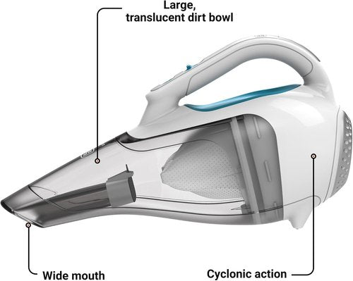 BLACK+DECKER Cordless Handheld Vacuum - Powerful Suction for Car & Home | Rechargeable, Wide Mouth Design