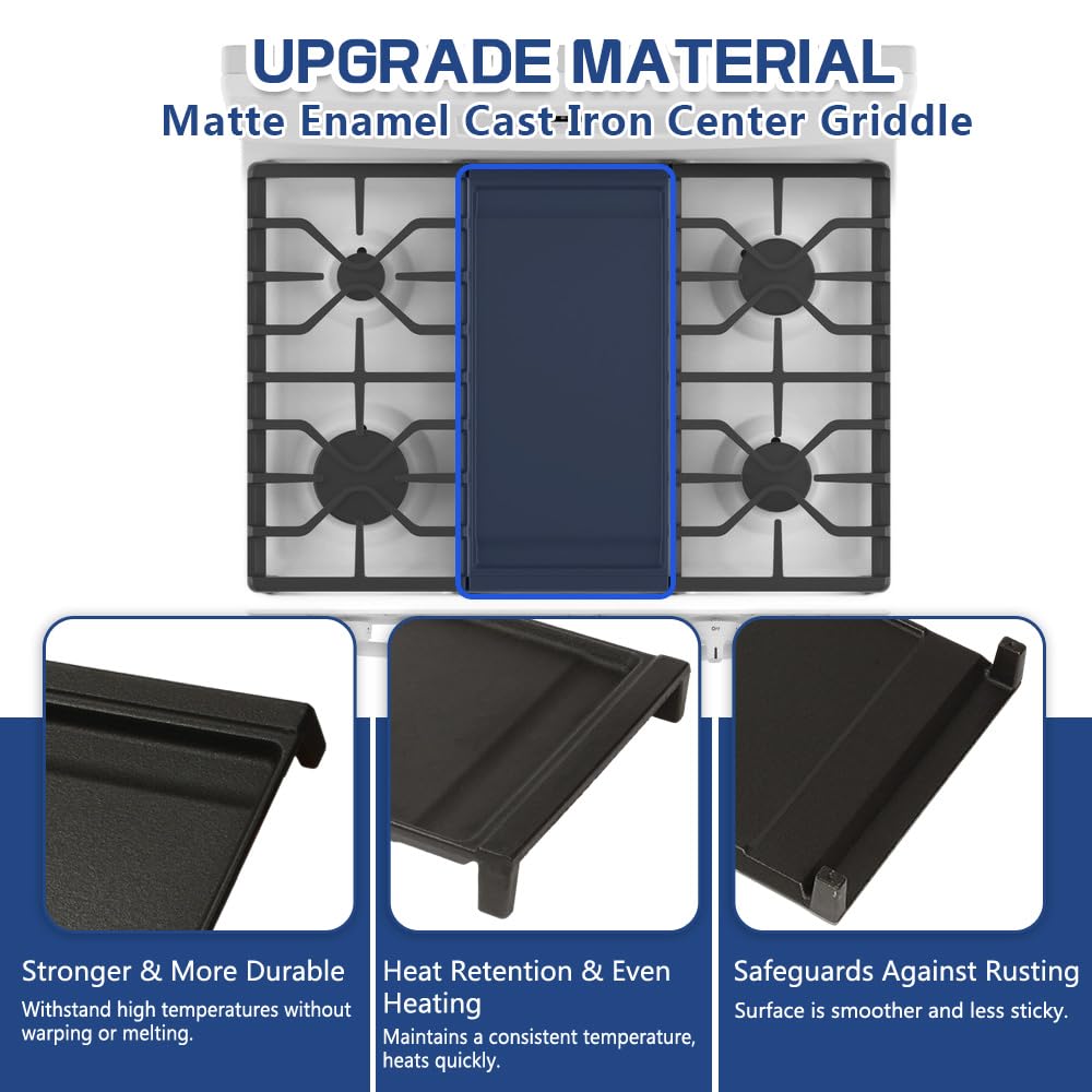 [Upgraded] WB31X24738 Gas Range Griddle, Griddle Plate Replacement Part fit for GE Stove, Cast Iron Center Griddle, Replaces WB31X24998