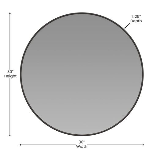 Flash Furniture Large Round Wall Mirror - Black Circle Accent Mirror - 30" Vanity Mirror - for Bathroom, Vanity, Entryway, Dining Room, & Living Room