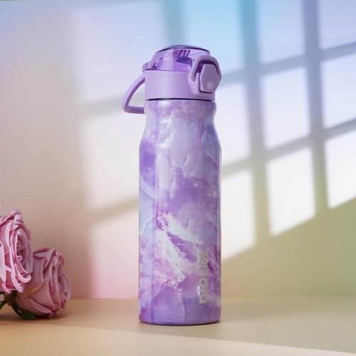 BJPKPK Insulated Water Bottle - 25oz Stainless Steel Flask with Straw, Leak-Proof Lid & Carry Handle | Dawn