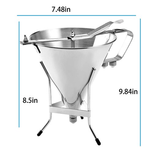 Stainless Steel Confectionery Funnels with Stand and 3 Nozzles, Commercial Grade Cake Decorating Tool Bakery Use, Precise Dispensing and Filling