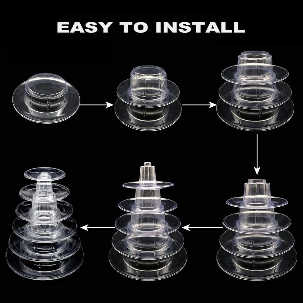 6 Tiers Macaroon Tower Stand, Round Macaron Tower Cake Display Rack Plastic Cupcake Stand Macarons Desserts Serving Tray for Birthday Wedding Party Decor (6 Tiers)