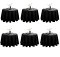 VidaFete 6 Pack 120inch Round Tablecloth Polyester Table Cloth，Stain Resistant and Wrinkle Polyester Dining Table Cover for Kitchen Dinning Party Wedding Rectangular Tabletop Buffet Decoration(Black)