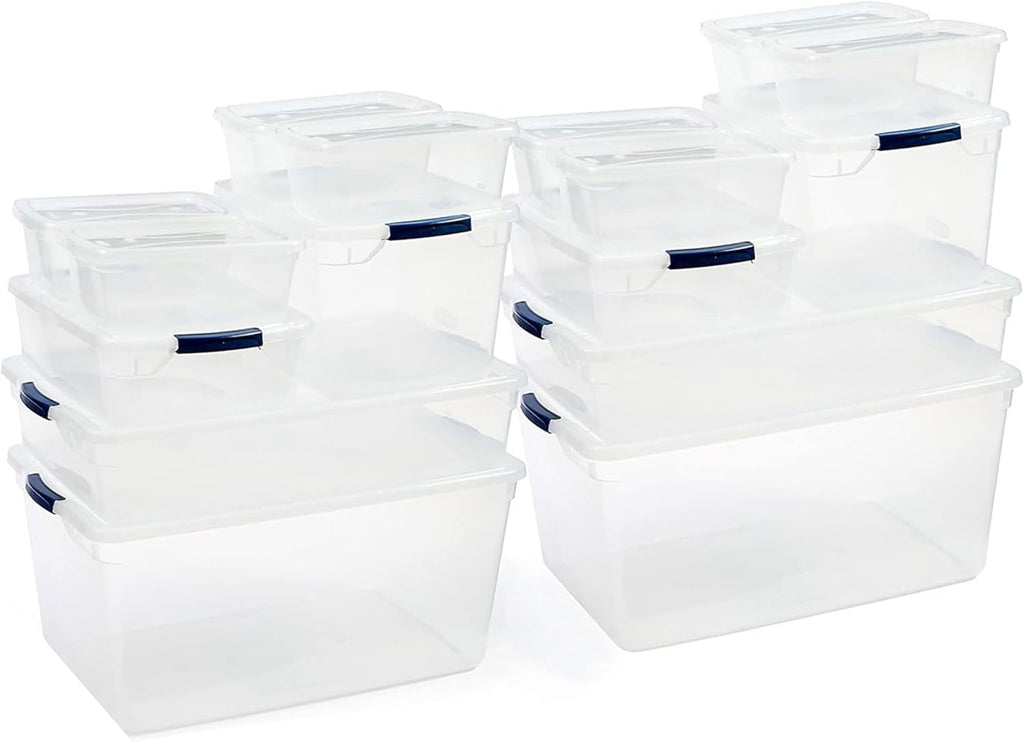 Rubbermaid Clear Storage Bins - Stackable 16-Pack with Latching Lids | BPA-Free, Made in USA