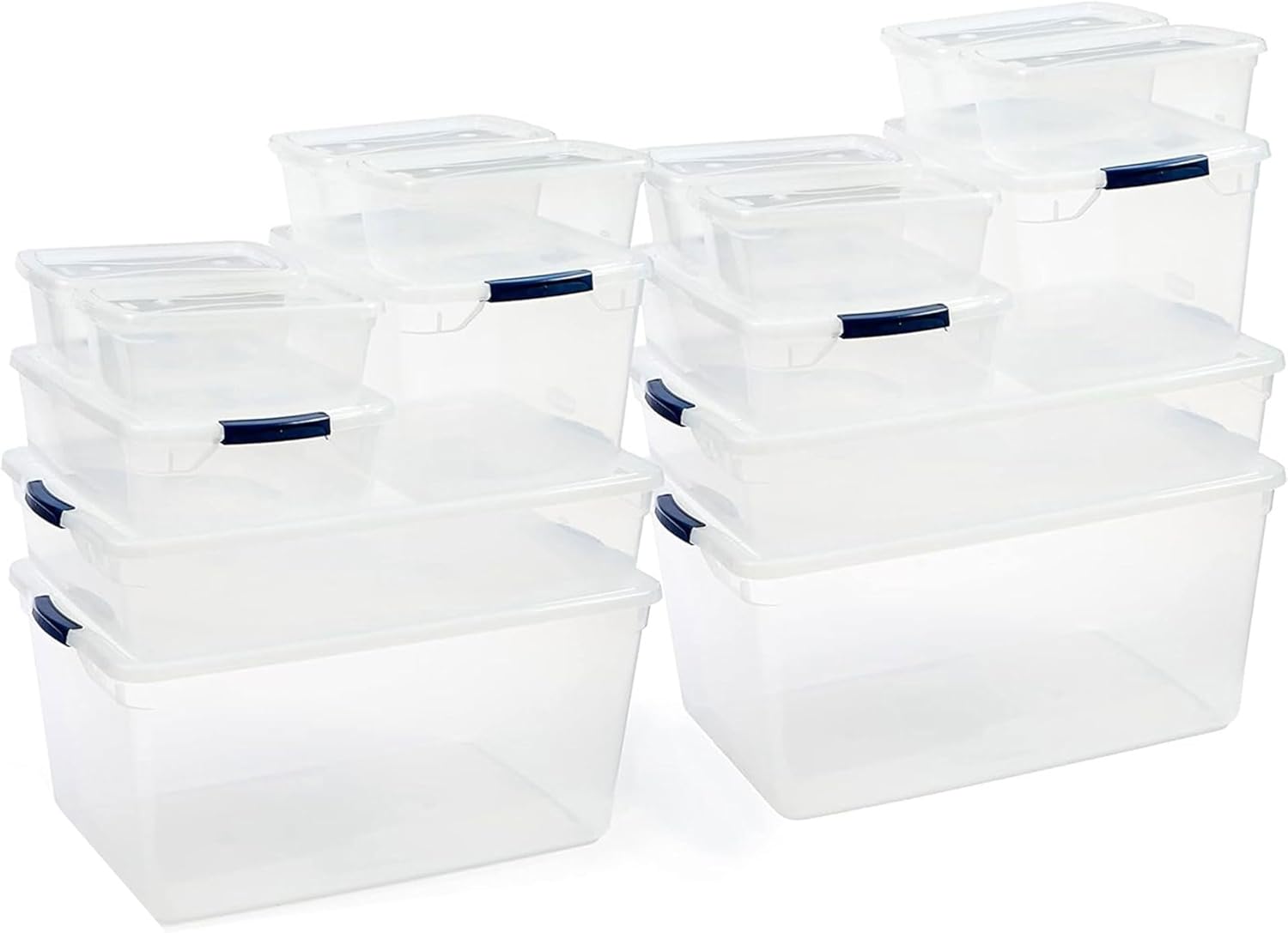 Rubbermaid Clear Storage Bins - Stackable 16-Pack with Latching Lids | BPA-Free, Made in USA