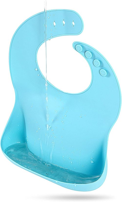 Eascrozn Silicone Bibs - Set of 3 BPA-Free, Soft & Adjustable Waterproof Feeding Bibs for Babies