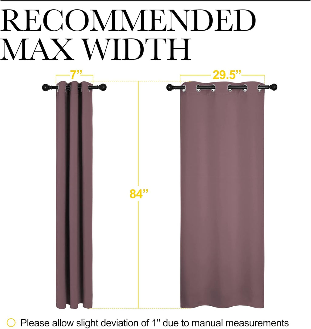 NICETOWN Thermal Insulated Blackout Curtain Panels - Dry Rose, 34x84 Inch, 1 Pair for Basement