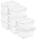 Sterilite 8-Pack Storage Bins - Clear Heavy-Duty Plastic Containers with Lids | 58 Quart for Organizing