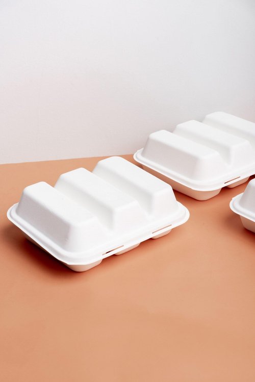 Greenprint 100% Compostable Sugarcane 3 Division Clamshell Take Out Containers - Eco-Friendly, PFSA Free, Disposable Food Container Divided for Sides, Tacos and Hot/Cold Meals, 200 CT