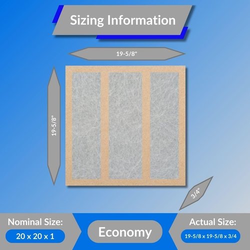 Glasfloss 20x20x1 Fiberglass Air Filter - Double Strut GDS Series | Made in USA, Actual Size 19 5/8" x 19 5/8" x 3/4" (Box of 6)