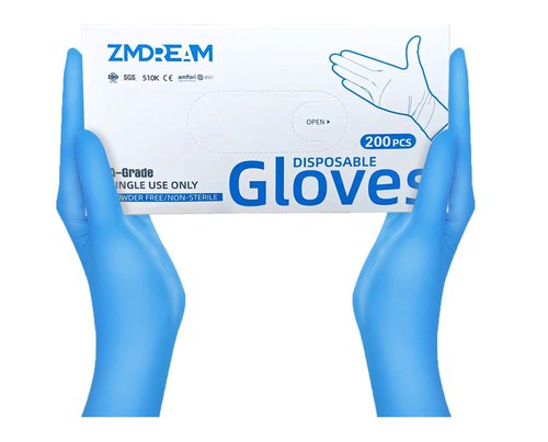 ZMDREAM Nitrile Gloves 4 Mil Thick 200 Counts Latex-Free, Powder-Free, Textured Grip Size M for Exam, Food Service