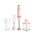 Paris Hilton Hand Blender Set, 3-in-1 Immersion Blender with Whisk, Blending & Chopper Attachments, 400W High Speed, Pink with Gold Accents – Smoothies, Soups, Sauces, Baby Food, Whipped Cream, Pink