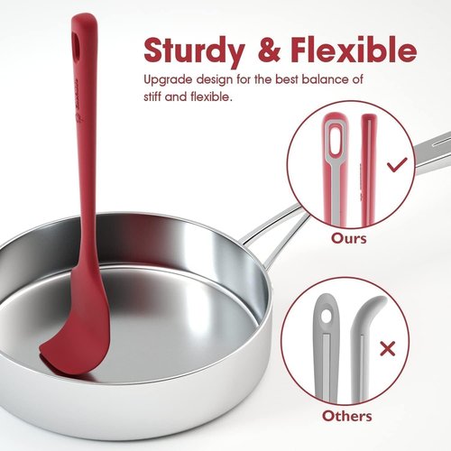 ChefAide Silicone Spatula Set - 4 Pieces, Ergonomic Grip, Heat Resistant for Nonstick Cookware