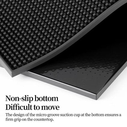 Bar Mats Countertop Coffee Mat for Home Bar, Service Spill Mat for Cocktail Bartender Kitchen, Counter Top Cup Glasses Dish Drying Mat, Hairdressing Tool Protective pad.Black, 18"x12"Easy to Clean