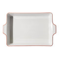 Made In Cookware - Rectangular Baking Dish - Red Rim - Hand Crafted Porcelain - Professional Bakeware - Made in France