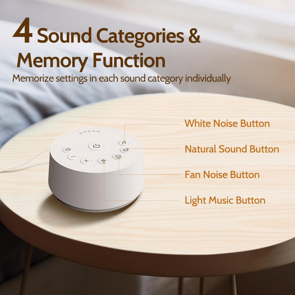 Skiennix White Noise Machine - 25 Soothing Sounds, 32 Volume Levels, 5 Timers | Ideal for Kids & Adults