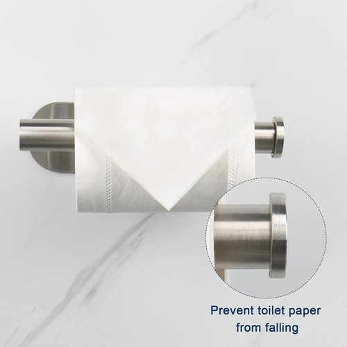 2 Packs Toilet Paper Holder No-Drill Self-Adhesive Towel Rack Stainless Steel Waterproof Rustproof Roll Paper Holder for Bathroom Washroom RVs (Brushed Silver)
