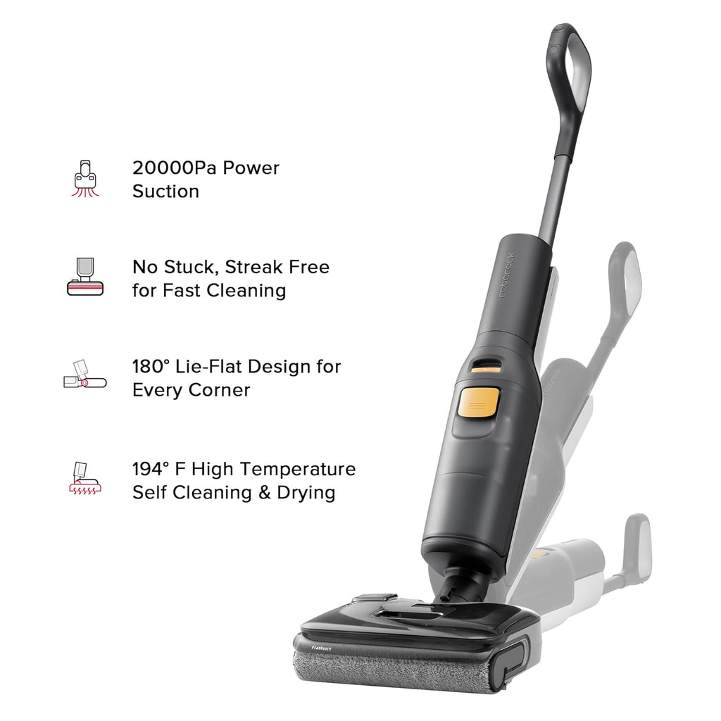 Roborock F25 BX Wet Dry Vacuum Cleaner - Cordless 20000Pa Power, Self-Cleaning & Hot Air Drying, 180° Flat Design