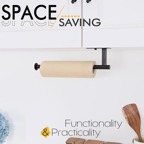 KOKOSIRI Paper Towel Holder Self-Adhesive Bar Under Cabinet, No Drilling for Kitchen Towel Oil Rubbed Bronze Stainless Steel Wall Mounted Rack, B3013ORB
