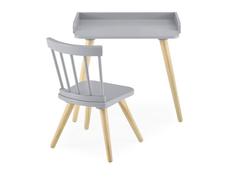 Delta Children Essex Desk & Chair Set, Greenguard Gold Certified, Grey/Natural