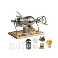 340ML Chinese Popcorn Machine, 304 Stainless Steel Popcorn Maker, High Pressure Hand Stick Pop Popcorn Popper for Movie Night Home Party Fun (Silver)