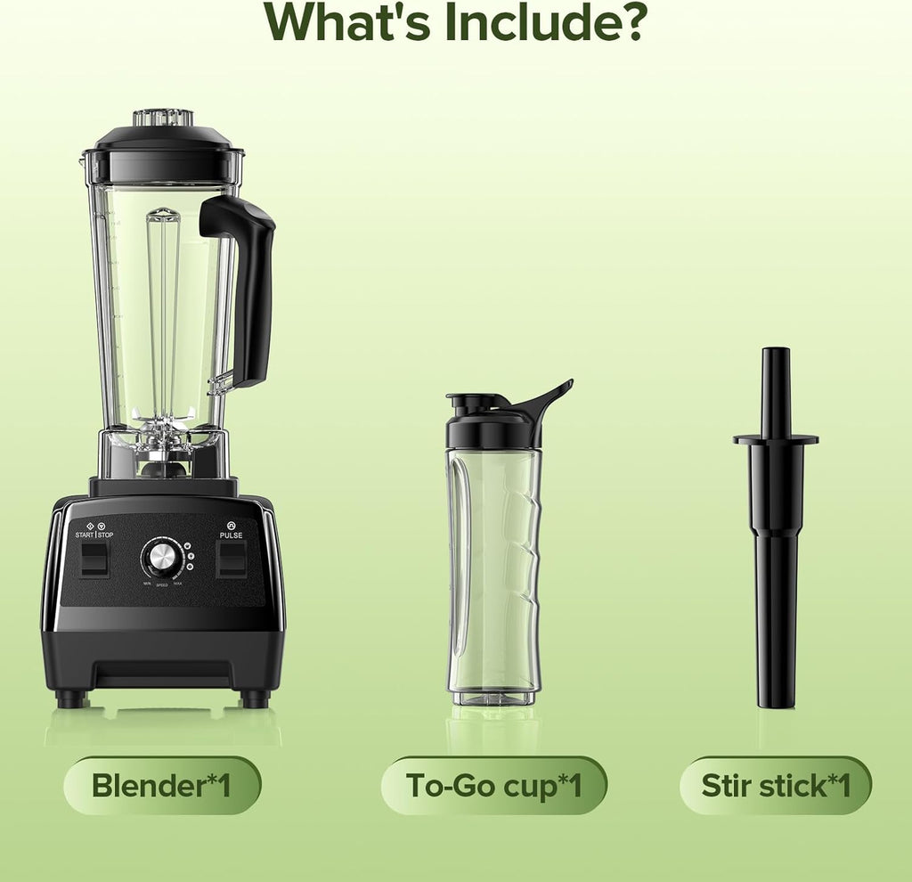 Skiennix Blender - Smoothie Maker with 68Oz Pitcher & 20Oz Juicer Container | Ice Crushing, Black