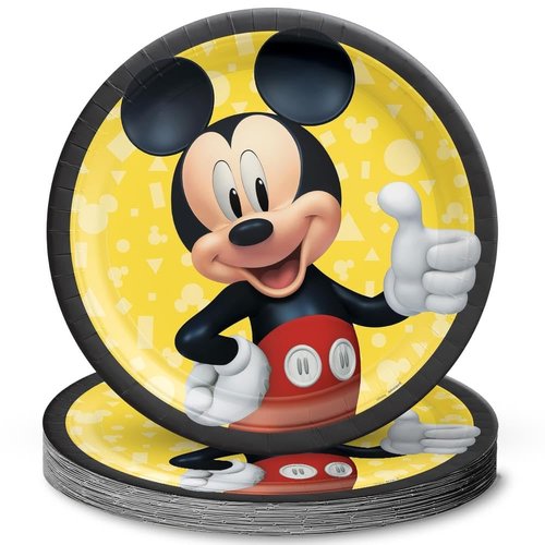 Mickey Mouse Forever Round Plates (9") - Pack of 8 - Vibrant Multicolor Paper Plates - Perfect for Child's Mickey-Themed Party