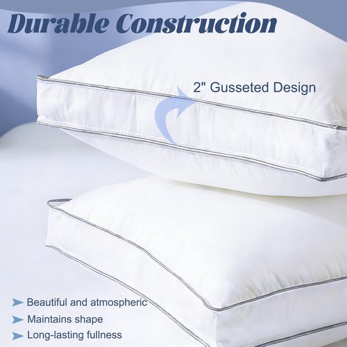 Luxury Goose Feather Down Pillows Queen Size Set of 2,Premium 3-Chamber Bed Pillows for Deep Sleep,900+ Fill Power,400 Count Cotton Shell,Hotel Quality Pillow for Side, Back Sleepers,20" x 28"