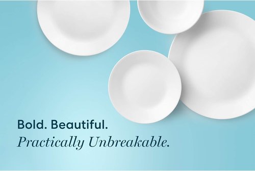 Corelle Vitrelle 38-Piece Dinnerware Set | Lightweight, Chip-Resistant Plates & Bowls in Winter Frost White