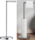 Polished Chrome Toilet Paper Holder Stand by [Brand Name] - Free Standing Design for 4 Rolls, Stainless Steel with Non-Slip Base