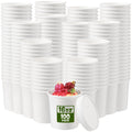 Fulmoon 100 Pack Paper Soup Containers with Lids Disposable Paper Food Containers with Vented Lid Kraft Ice Cream Cake Dessert Cups Soup Bowl for Party Hot Food Fruit Microwave(16 oz,White)