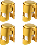 Champagne Stoppers with Stainless Steel Champagne Saver with Food Grade Silicone Leak proof Keep Fresh Suitable for Champagne, Cava, Prosecco and Sparkling (Gold, 4 Pack)