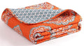 Lush Decor Harley Reversible Throw - 50" W x 60" L, Tangerine Modern Bohemian Paisley Print Quilted Blanket - Boho Throw for Bed, Couch, Or Chair