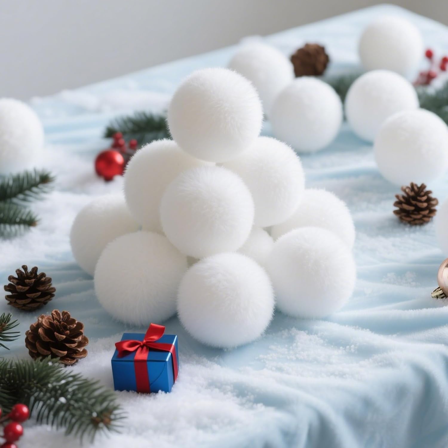 Skiennix 60 PCS Fake Snowballs - 2 Inch Indoor Decorations for Family Fun & Holiday Parties