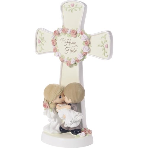Precious Moments Wedding Cross | Bride & Groom | Religious Gift | 6.75in Resin Cross