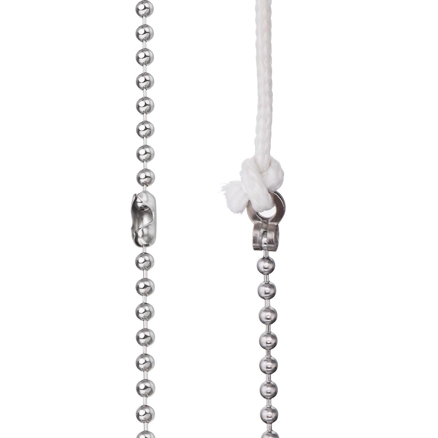 Shappy 2 Pack Steel Beaded Ball Pull String Extension Chain with Connector for Ceiling Fan Light Fixture Light Bulb Switch Chain Extender, 1 Meter Length