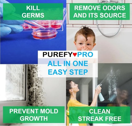 Purefypro Disinfectant Spray (1.7oz, 3 Pack) - No Rinse. No Residue. Kills 99.9999% Norovirus, HIV, Flu, Monkeypox Virus, and Fungi, Drug Resistant Germs. (On The Go)