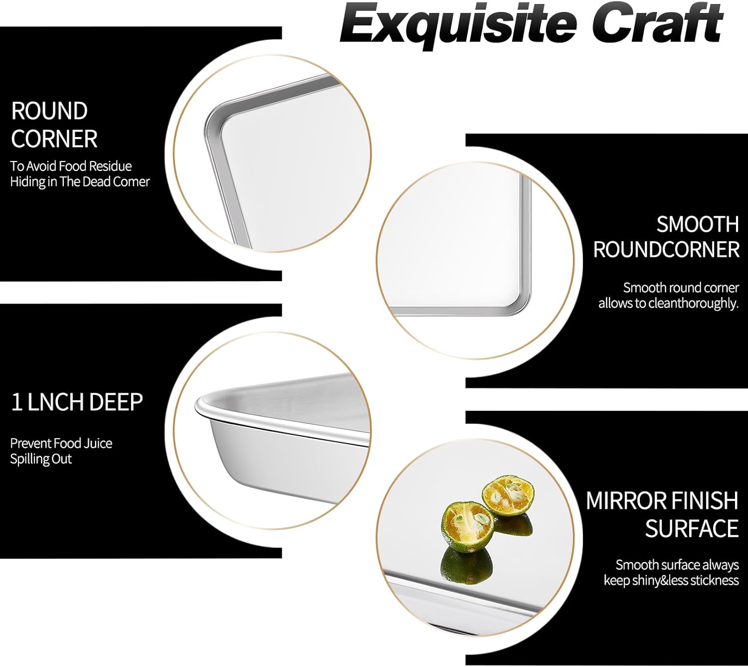 Skiennix Baking Sheet Set - 18-Inch Commercial Grade Stainless Steel Pans | Non-Toxic & Easy Clean