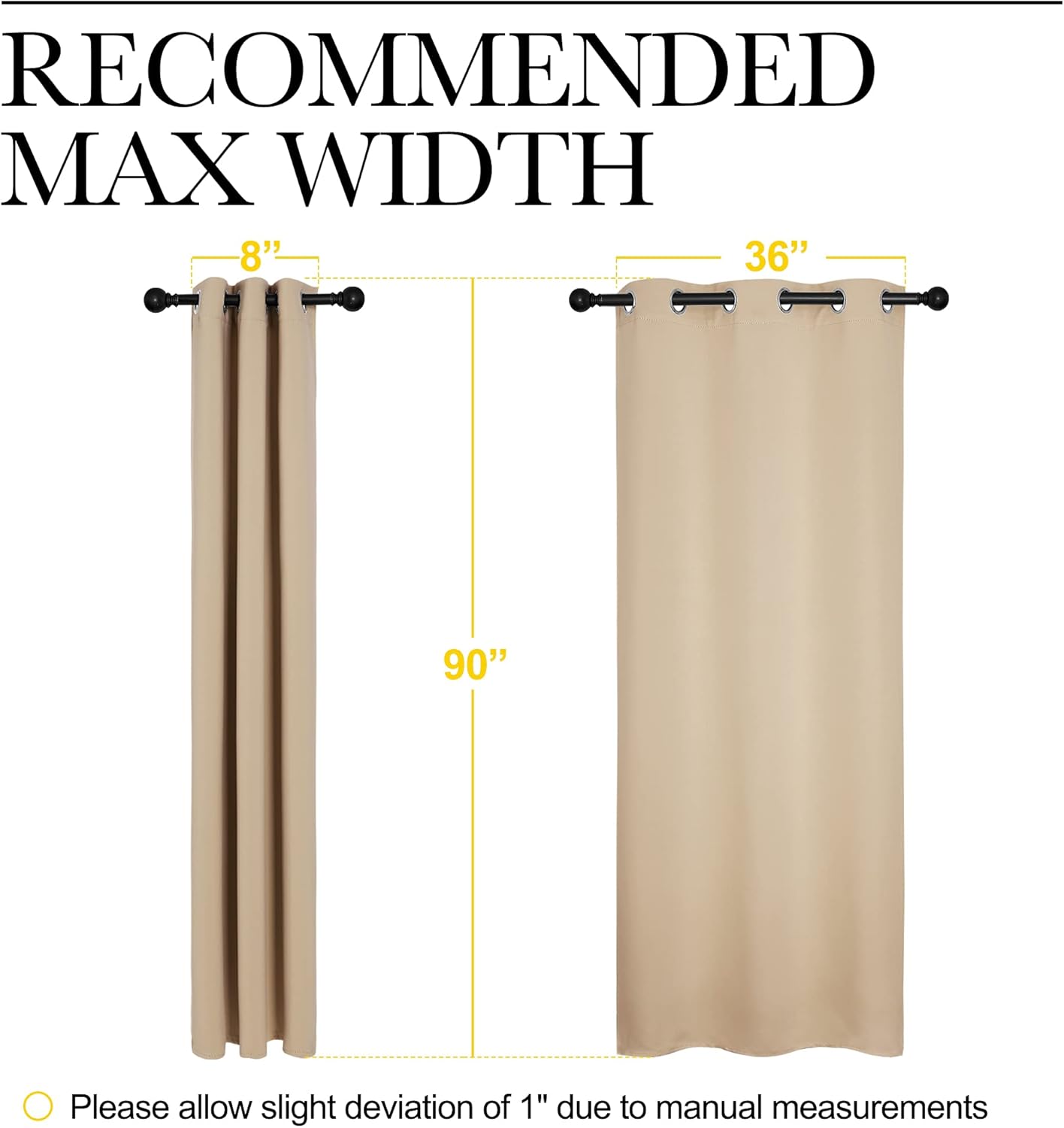 NICETOWN Room Darkening Grommet Panels - 90-Inch Baby Room Curtains in Biscotti Beige (1 Pair)