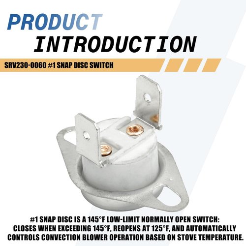 2-Pack SRV230-0060#1 Snap Disc Switch - 145°F Convection Blower Sensor Compatible with Quadra-Fire Pellet/Wood Stoves Replaces 812-0320