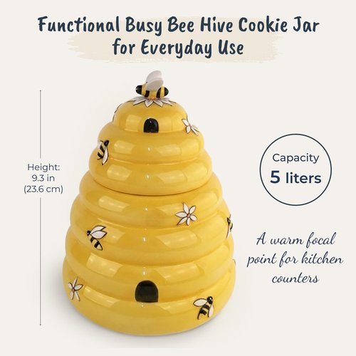 Blue Sky Clayworks Classic Busy Bee Hive Honey Cookie Jar