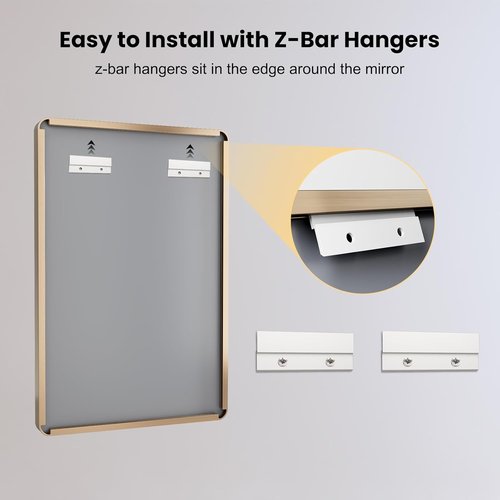 LOAAO Gold Bathroom Mirror - Rounded Rectangle Design, Anti-Rust Tempered Glass, 40" x 32" | Wall-Mounted Vanity Mirror