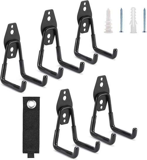 Heavy Duty Garage Hooks by [Brand Name] - 2.8 Inch Wall Mounted Storage Hangers for Ladders, Bikes & Tools | 6 Pack