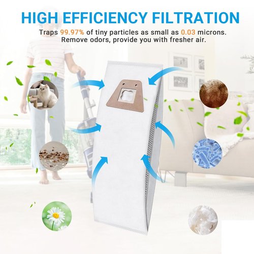 Zibopon Style ST Vacuum Bags Compatible with Sanitaire Commercial Upright Vacuum Cleaner: S600 SC600 SC678 SC688 SC800 SC888 SC888J SC889 Series, Part# 63213B(8 Pack)