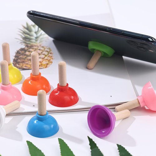 6 Pcs Tiny Toilet Plunger Shape Phone Holder Mini Sucker Stand for Supporting Cellphone, Moblie Phone, PSP