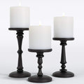 Matte Black Candle Holders Set of 3 - Stylish Metal Holders for Pillar & LED Candles - 6, 8 & 10 Inch Tall