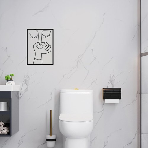 BOBOAR Bathroom Sign Decor - Modern Funny Black and White Wall Art for Restroom | Stylish Prints