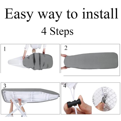 Yizunnu Ironing Board Cover and Pad,19x55 inch Extra Large and Thick Padding,Stain Resistant Heat Resistant Cotton Padding,Elastic Edge and Hook and Loop Adjustable Fastener(Leaf)