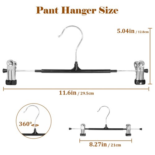 SOULNAMAN Pants Hangers with Clips, 20 Pack 11.6 inch Heavy Duty Metal Hangers, Adjustable Skirt Hangers for Women, Space Saving Non-Slip for Pants,Socks,Jeans and Skirts